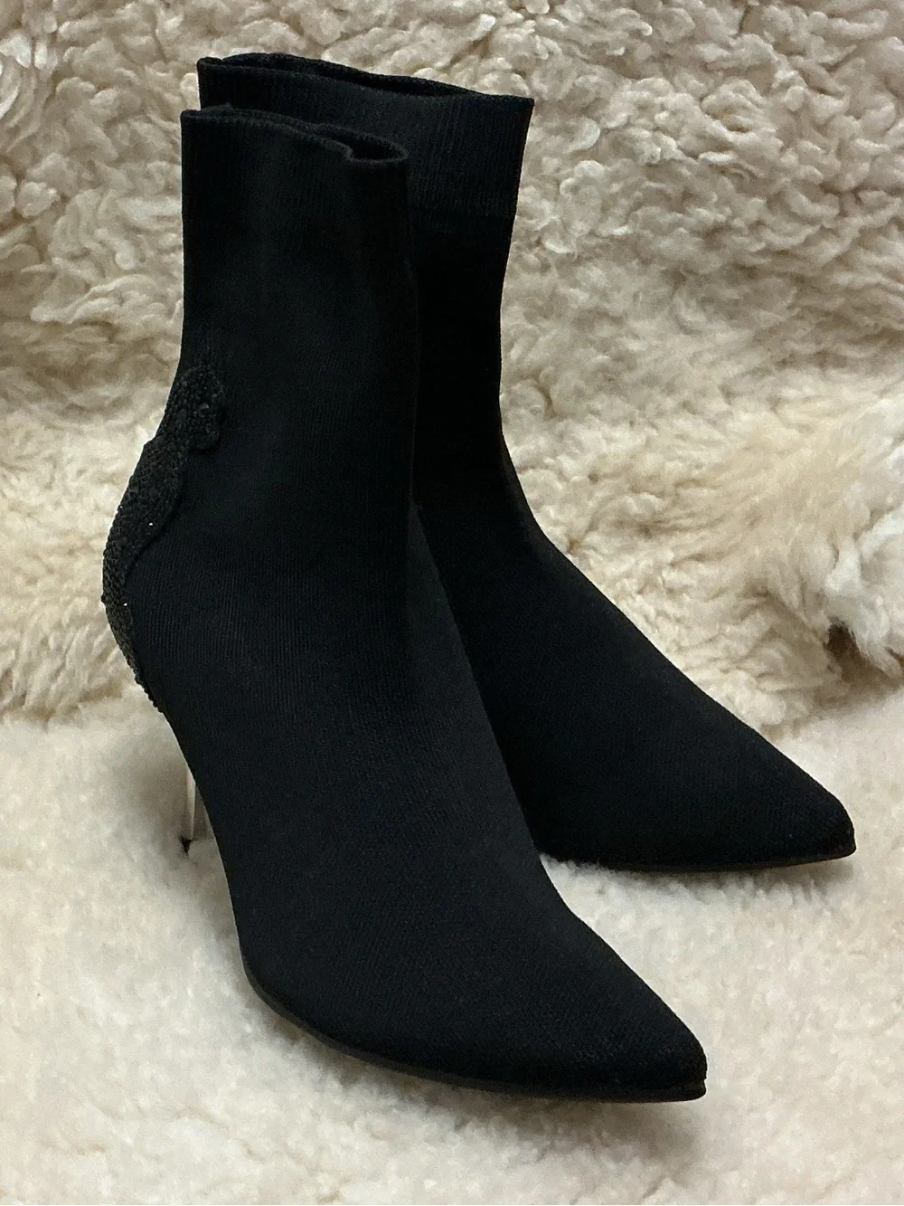 Staccato Women's Black Pointed Sock Ankle Boots
